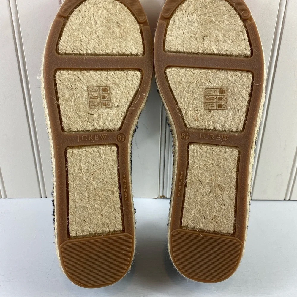 J.‎ Crew Women’s Size 8.5 Blue Pink Canvas Casual Slip On Espadrille Flats Shoes
